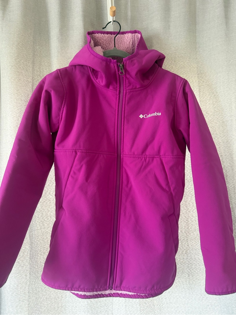 Columbia Girls Fleece-Lined Jacket Pink Size Large Like New